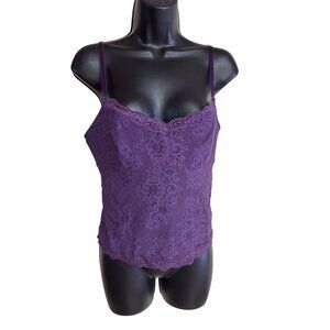 Fredericks Of Hollywood M Purple Lace Tank Top Camisole